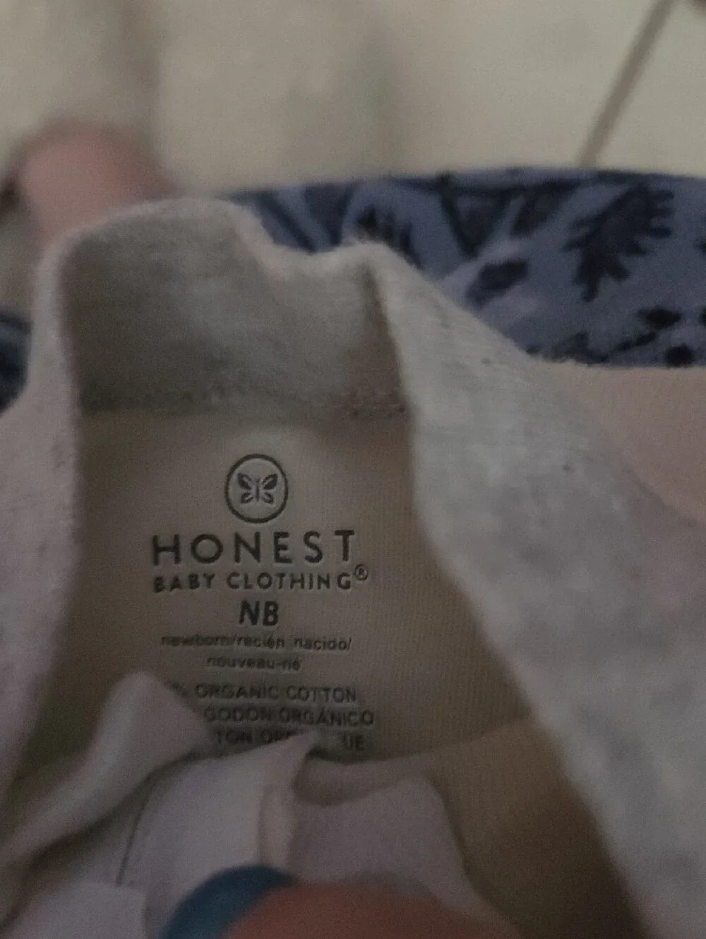 The Honest Company Gray and Cream Striped Baby Footie One-Piece Newborn NWOT